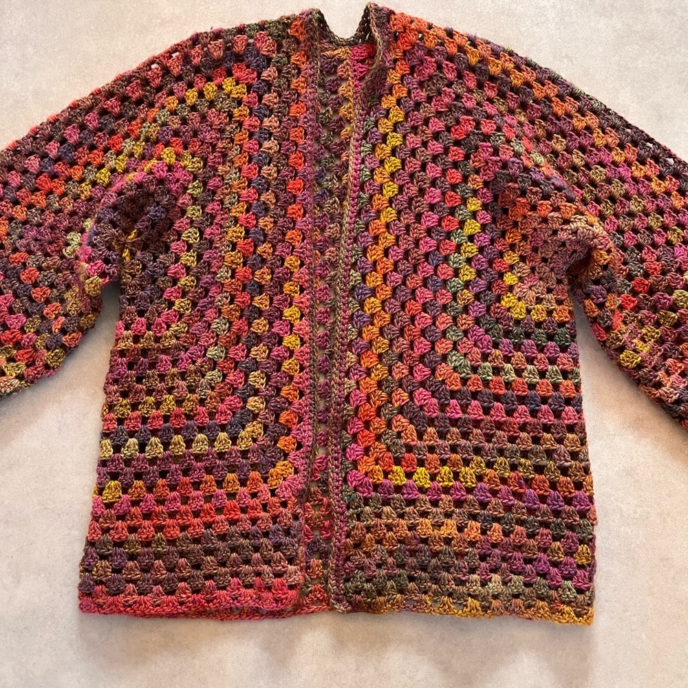 Handmade Hexagon Cardigan. Medium to XL. Boho. Unique - Picture 2 of 5